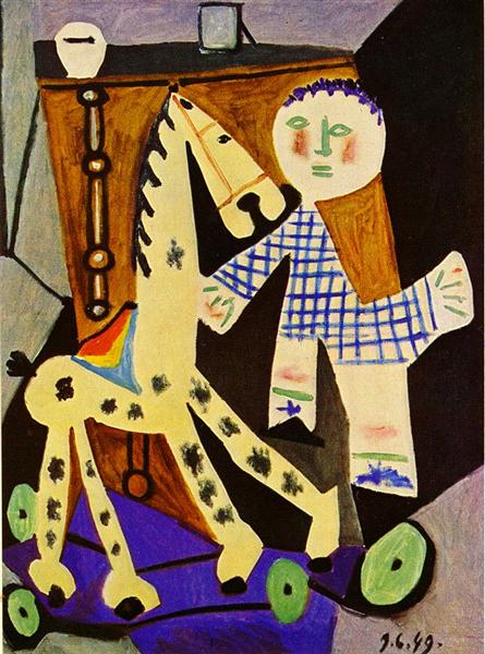 Pablo Picasso Claude,Two Years Old,And His Hobby Horse